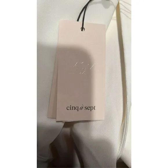 Cinq a Sept Ivory Holiday Macie Wrap Jumpsuit Size 6 - Picture 9 of 12